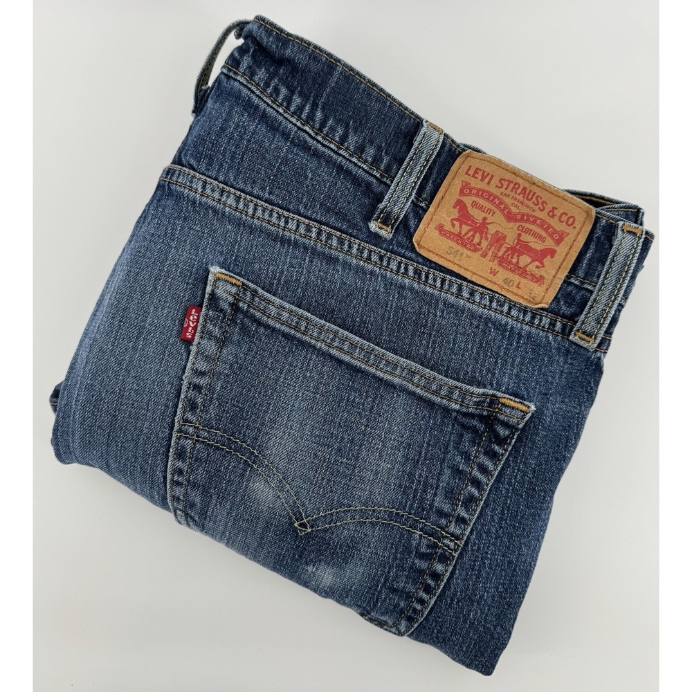 Levi's 541 Size 40x32 Blue Denim Jeans Regular Fit Straight Leg Red Tab